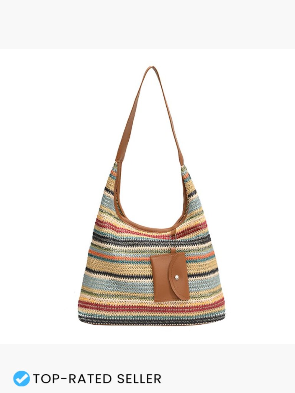 Women's Woven Straw Hobo Shoulder Crossbody Bag Summer Beach Vacation Tote - Picture 7 of 7